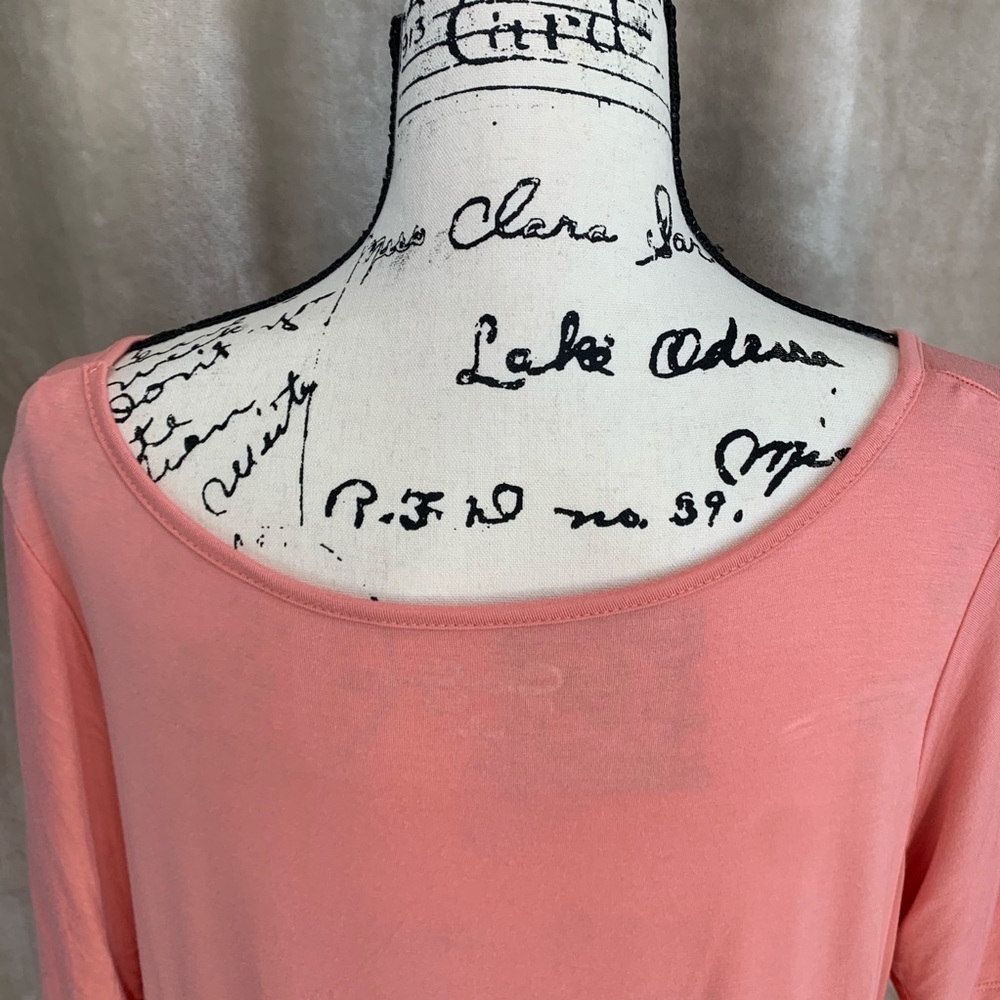 Jessica Simpson Coral Cotton Blend Top Soft Scoop Neck Short Sleeve Tee Coral 1X - Picture 9 of 14